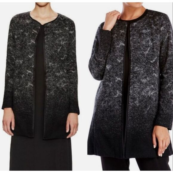 Eileen Fisher Women’s Medium Felted Wool Sprinkle Jacket Black Pockets Designer - Picture 1 of 9